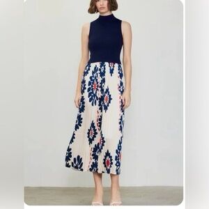 Skies Are Blue Navy and Cream Midi Skirt